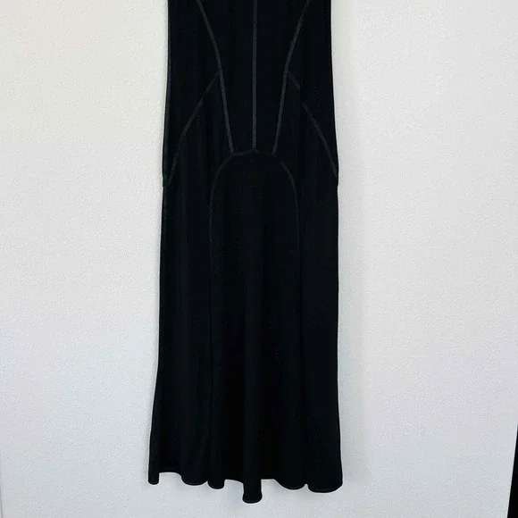 Max Mara Size Medium Maxi Dress Black Knit Sleeveless Scoop Neck Piping Detail - Picture 7 of 10